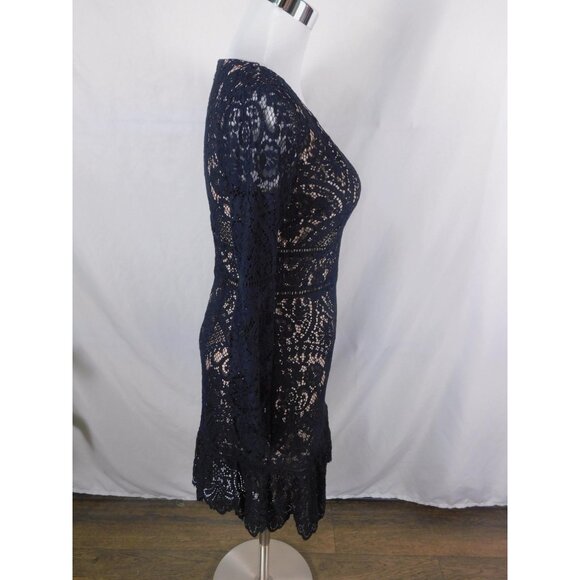 BB Dakota 0 Black Lace Plunge V-Neck Mini Dress - Picture 8 of 12